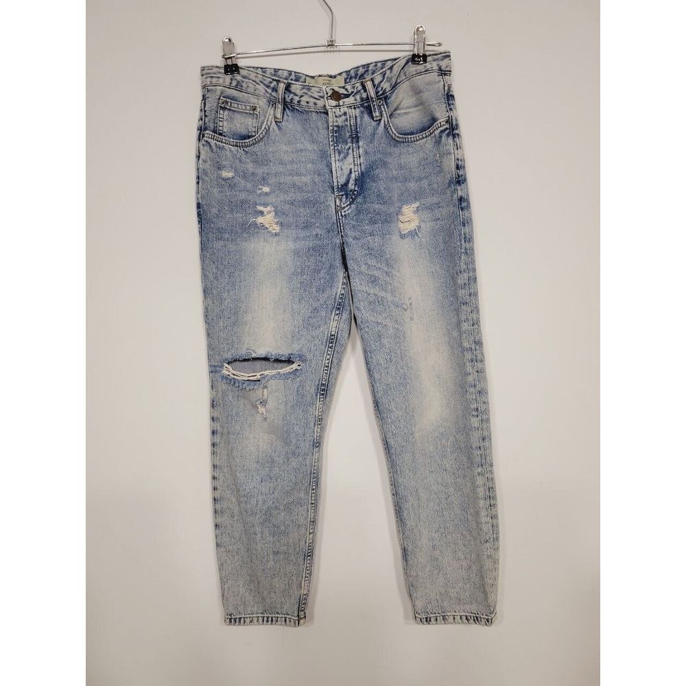 Top Shop Women's Distressed Jeans Size 28W L30 Distressed Boyfriend Straight Leg